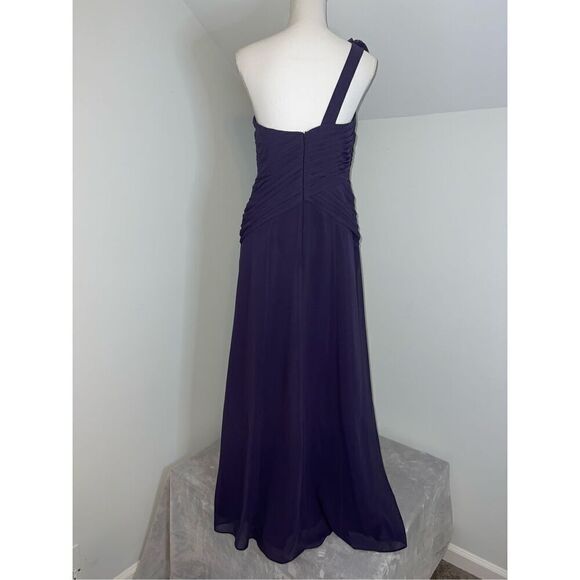 Women’s Wedding Guest Party Gown Bridesmaid One shoulder Dark Purple 10 - Picture 4 of 10
